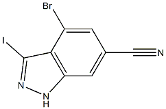 Structure of 4-BROMO-6-CYANO-3-IODO (1H)INDAZOLE