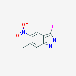 Structure of 3-IODO-5-NITRO-6-METHYL (1H)INDAZOLE