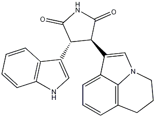 Structure of (3R,4R)-3-(5,6-dihydro-4H-pyrrolo[3,2,1-ij]quinolin-1-yl)-4-(1H-indol-3-yl)pyrrolidine-2,5-dione