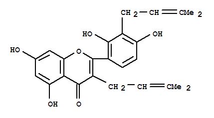 4H-1-Benzopyran-4-one,2-[2,4-dihydroxy-3-(3-methyl-2-buten-1-yl)phenyl]-5,7-dihydroxy-3-(3-methyl-2-buten-1-yl)-结构式