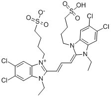 Structure of 5,6-DICHLORO-2-[3-[5,6-DICHLORO-1-ETHYL-3-(4-SULFOBUTYL)BENZIMIDAZOL-2-YLIDENE]PROPENYL]-1-ETHYL-3-(4-SULFOBUTYL)BENZIMIDAZOLIUM, INNER SALT
