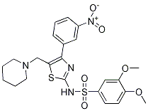 3,4-Dimethoxy-N-[4-(3-nitrophenyl)-5-(1-piperidinylmethyl)-1,3-th iazol-2-yl]benzenesulfonamide结构式