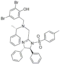 Chemical structure of 2,4-DIBROMO-6-[[[[(4S,5S)-4,5-DIHYDRO-4,5-DIPHENYL-1-TOSYL-1H-IMIDAZOL-2-YL]METHYL][(S)-1-PHENYLETHYL]AMINO]METHYL]PHENOL