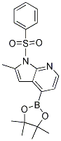 1H-Pyrrolo[2,3-B]Pyridine, 2-Methyl-1-(Phenylsulfonyl)-4-(4,4,5,5-Tetramethyl-1,3,2-Dioxaborolan-2-Yl)-结构式