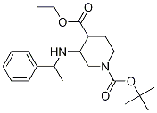 1-BOC-3-(1-苯基乙基氨基)哌啶-4-甲酸乙酯结构式