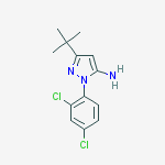 Structure of 1H-Pyrazol-5-amine, 1-(2,4-dichlorophenyl)-3-(1,1-dimethylethyl)-