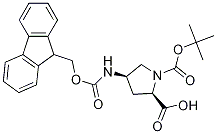 Structure of (2R,4R)-4-(((9H-fluoren-9-yl)Methoxy)carbonylaMino)-1-(tert-butoxycarbonyl)pyrrolidine-2-carboxylic acid