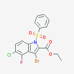 Structure of Ethyl 3-bromo-5-chloro-4-fluoro-1-(phenylsulfonyl)-1h-indole-2-ca Rboxylate