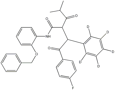 4-氟-ALPHA-(2-甲基-1-氧代丙基)-GAMMA-氧代-BETA-(苯基-2,3,4,5,6-D5)-N-[2-(苯基甲氧基)苯基]苯丁酰胺结构式