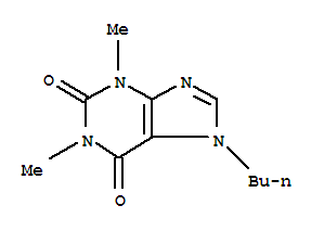Structure of 1H-Purine-2,6-dione, 7-butyl-3,7-dihydro-1,3-dimethyl-