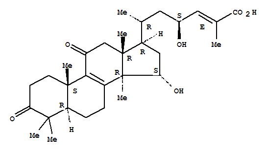 Chemical structure of (24E)-15α,23-Dihydroxy-3,11-dioxo-5α-lanosta-8,24-dien-26-oic acid