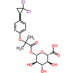 Structure of 1-O-{2-[4-(2,2-dichlorocyclopropyl)phenoxy]-2-methylpropanoyl}-beta-D-glucopyranuronic acid