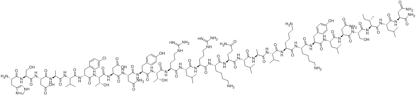[D-P-CL-PHE(6),LEU(17)]-VASOACTIVE INTESTINAL PEPTIDE HUMAN, PORCINE, RAT结构式