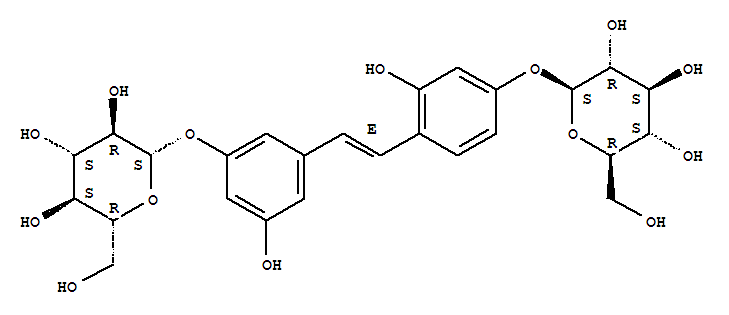Structure of b-D-Glucopyranoside,3-[(1E)-2-[4-(b-D-glucopyranosyloxy)-2-hydroxyphenyl]ethenyl]-5-hydroxyphenyl