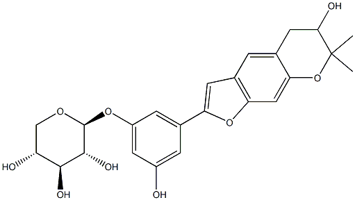 Structure of b-D-Xylopyranoside,3-(6,7-dihydro-6-hydroxy-7,7-dimethyl-5H-furo[3,2-g][1]benzopyran-2-yl)-5-hydroxyphenyl