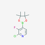 Structure of 2-chloro-3-fluoro-4-(4,4,5,5-tetramethyl-1,3,2-dioxaborolan-2-yl)pyridine