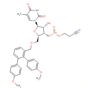 Structure of Thymidine, 5'-O-[bis(4-methoxyphenyl)phenylmethyl]-, 3'-(2-cyanoethylphosphonate)