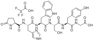 Structure of PYR-HIS-TRP-SER-TYR-GLY-OH TRIFLUOROACETATE SALT
