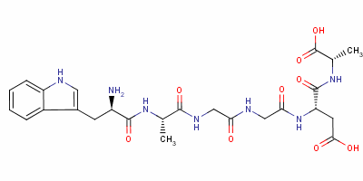 Structure of (3S)-3-[[2-[[2-[[(2S)-2-[[(2R)-2-amino-3-(1H-indol-3-yl)propanoyl]amin o]propanoyl]amino]acetyl]amino]acetyl]amino]-3-[[(1S)-1-carboxyethyl]c arbamoyl]propanoic acid