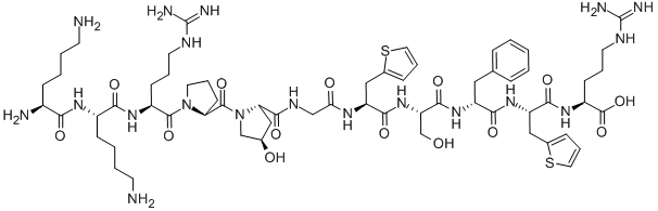 Structure of LYS-LYS-ARG-PRO-HYP-GLY-BETA-(2-THIENYL)-ALA-SER-D-PHE-BETA-(2-THIENYL)-ALA-ARG