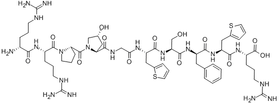 Structure of D-ARGINYL-[HYP3,THI5,8,D-PHE7]-BRADYKININ