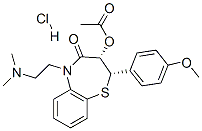 (2R-反式)-3-(乙酰氧基)-5-[2-(二甲基氨基)乙基]-2,3-二氢-2-(4-甲氧基苯基)-1,5-苯并硫氮杂卓-4(5H)-酮单盐酸盐结构式