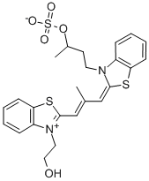 Structure of 3-(2-HYDROXYETHYL)-9-METHYL-3-(3-SULFATOBUTYL)THIACARBOCYANINE BETAINE