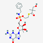 Structure of 2'-c-methylguanosine 5'-(2-((3-hydroxy-2,2-dimethyl-1-oxopropyl)thio)ethyl n-(phenylmethyl)phosphoramidate)