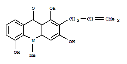 9(10H)-Acridinone,1,3,5-trihydroxy-10-methyl-2-(3-methyl-2-buten-1-yl)-结构式