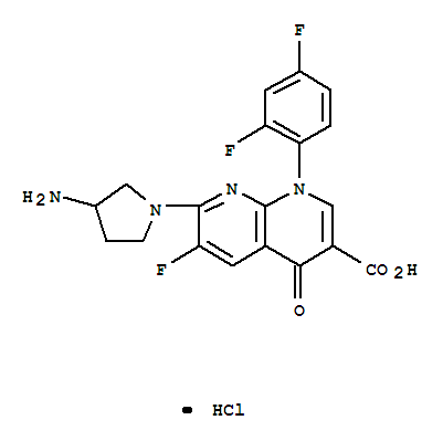 Structure of 1,8-Naphthyridine-3-carboxylicacid,7-(3-amino-1-pyrrolidinyl)-1-(2,4-difluorophenyl)-6-fluoro-1,4-dihydro-4-oxo-,hydrochloride (1:1)