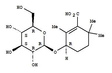 Structure of 1-Cyclohexene-1-carboxylicacid, 3-(b-D-glucopyranosyloxy)-2,6,6-trimethyl-,(3R)-