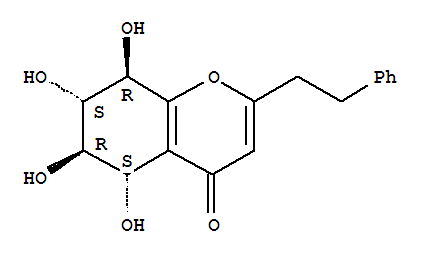 4H-1-Benzopyran-4-one,5,6,7,8-tetrahydro-5,6,7,8-tetrahydroxy-2-(2-phenylethyl)-, [5S-(5a,6b,7a,8b)]-结构式