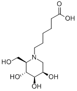 [2R-(2α,3β,4α,5α)]3,4,5-trihydroxy-2-(hydroxyMethyl)-1-piperidinehexanoic Acid结构式