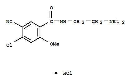 Structure of Benzamide,4-chloro-5-cyano-N-[2-(diethylamino)ethyl]-2-methoxy-, hydrochloride (1:1)