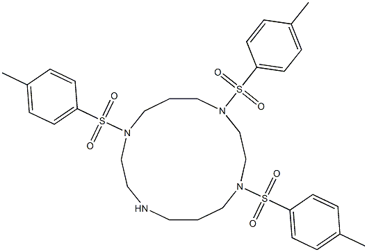 Structure of 1,4,8,11-Tetraazacy clotetradecance, 1,4,8-tris[(4 Methylphenyl)sufonyl]-