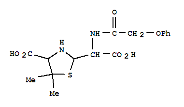 2-Thiazolidineaceticacid, 4-carboxy-5,5-dimethyl-a-[(2-phenoxyacetyl)amino]-结构式