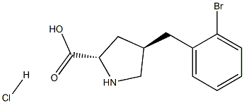 Structure of (2S,4R)-4-[(2-bromophenyl)methyl]pyrrolidine-2-carboxylic acid,hydrochloride