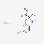Structure of (2R)-2-[(3-bromophenyl)methyl]pyrrolidine-2-carboxylic acid,hydrochloride