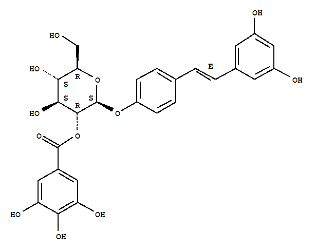 Structure of 3,4,5-trihydroxystilbene-4-O-(2-O-galloyl)glucopyranoside