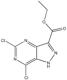 Structure of 5,7-Dichloro-1H-pyrazolo[4,3-d]pyrimidine-3-carboxylic acid ethyl ester