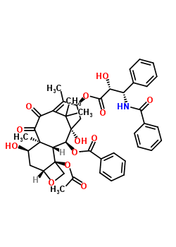 Structure of (2alpha,5beta,7alpha,13alpha)-4-(acetyloxy)-13-{[(2R,3S)-3-(benzoylamino)-2-hydroxy-3-phenylpropanoyl]oxy}-1,7-dihydroxy-9,10-dioxo-5,20-epoxytax-11-en-2-yl benzoate