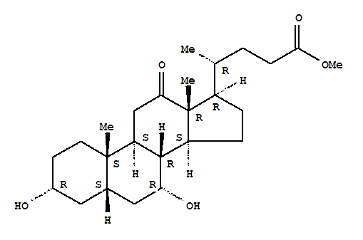 Structure of Cholan-24-oic acid,3,7-dihydroxy-12-oxo-, methyl ester, (3a,5b,7a)-