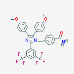Structure of Benzamide, 4-[[2-[3,5-bis(trifluoromethyl)phenyl]-4,5-bis(4-methoxyphenyl)-1H-imidazol-1-yl]methyl]-