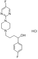 Structure of ALPHA-(4-FLUOROPHENYL)-4-(5-FLUORO-2-PYRIMIDINYL)-1-PIPERAZINEBUTANOL HYDROCHLORIDE