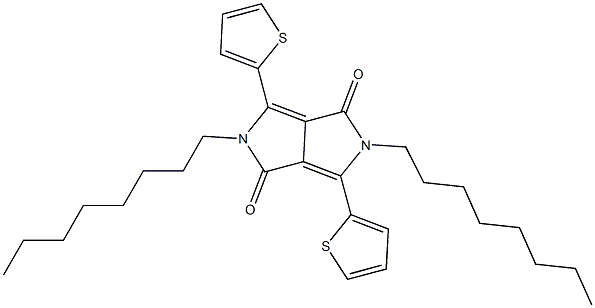 Structure of 2,5-dioctyl-3,6-di(thiophen-2-yl)pyrrolo[3,4-c] pyrrole-1,4(2H,5H)-dione
