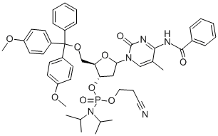Structure of 5-O-(4,4-DIMETHOXYTRITYL)-5-METHYL-N4-BENZOYL-2-DEOXYCYTIDINE-3-(2-CYANOETHYL-N,N-DIISOPROPYL)PHOSPHORAMIDITE