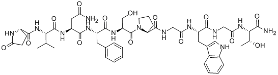 PYR-VAL-ASN-PHE-SER-PRO-GLY-TRP-GLY-THR-NH2结构式
