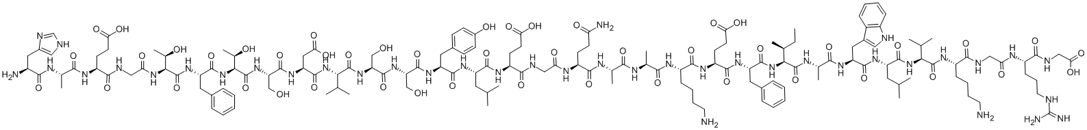 Structure of H-HIS-ALA-GLU-GLY-THR-PHE-THR-SER-ASP-VAL-SER-SER-TYR-LEU-GLU-GLY-GLN-ALA-ALA-LYS-GLU-PHE-ILE-ALA-TRP-LEU-VAL-LYS-GLY-ARG-GLY-OH
