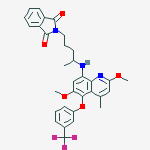 Structure of 2-[4-({2,6-dimethoxy-4-methyl-5-[3-(trifluoromethyl)phenoxy]quinolin-8-yl}amino)pentyl]-1H-isoindole-1,3(2H)-dione