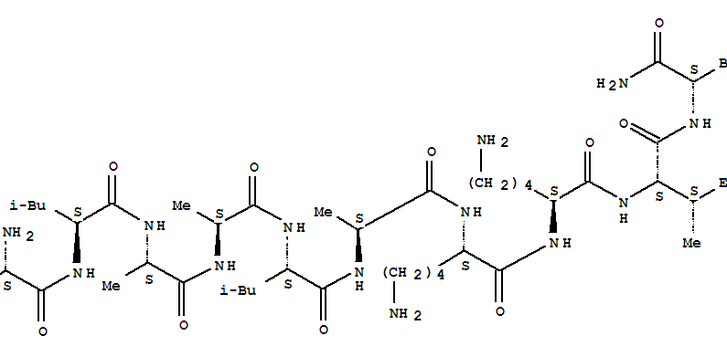 Mast celldegranulating peptide (Vespula lewisii),1-de-L-isoleucine-2-de-L-asparagine-3-de-L-leucine-4-de-L-lysine-结构式
